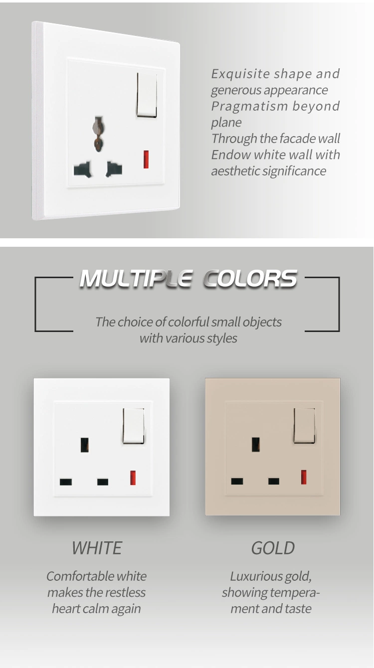 Klass Universal Light Socket for Home 1 2 3 4gang Switch and Socket with 13A and 1gang