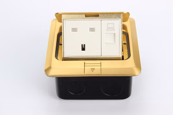 銅カバー 4 ギャング電話 Rj11 ソケットと RJ45 コンピュータインターネット LAN フロアソケット